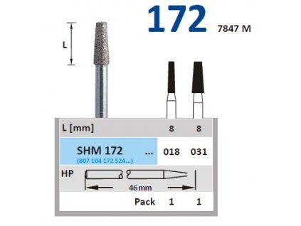 Sintrovaný diamant - kónus, SHM172, průměr 1,8mm, zrnitost normal