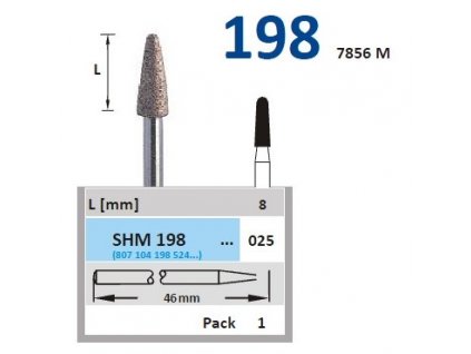 Sintrovaný diamant - kónus zakulacený, SHM198, průměr 2,5mm, normal