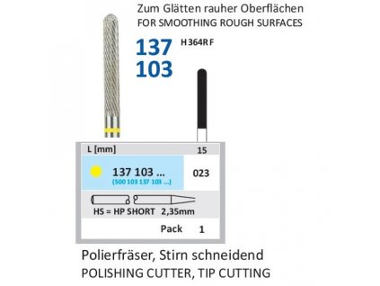 Tvrdokovová fréza - cylindr zakulacený, 137103, průměr 2,3mm