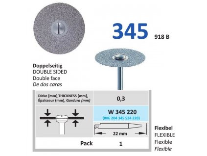 Diamantový disk DIAFLEX - oboustranně sypaný, W345, 2,2cm, normal