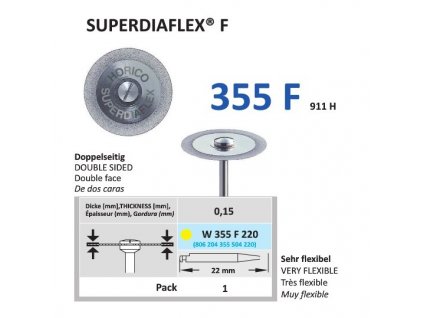 Diamantový disk SUPERDIAFLEX F - oboustranně sypaný, W355, 2,2cm, extra jemná