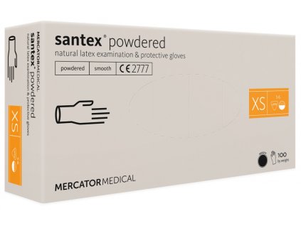 Vyšetřovací latexové rukavice SANTEX, pudrované, 100ks