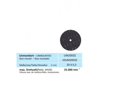 Disk na zirkon, velikost 20 x 0,3 mm
