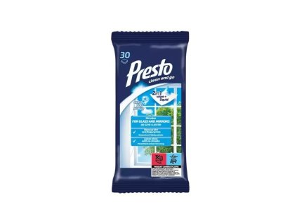 PRESTO CLEAN vlhčené utierky - SKLENENÉ POVRCHY 30ks