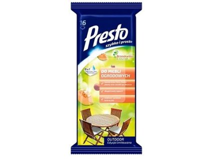 PRESTO CLEAN vlhčené utierky - ZÁHRADNÝ NÁBYTOK 16 ks