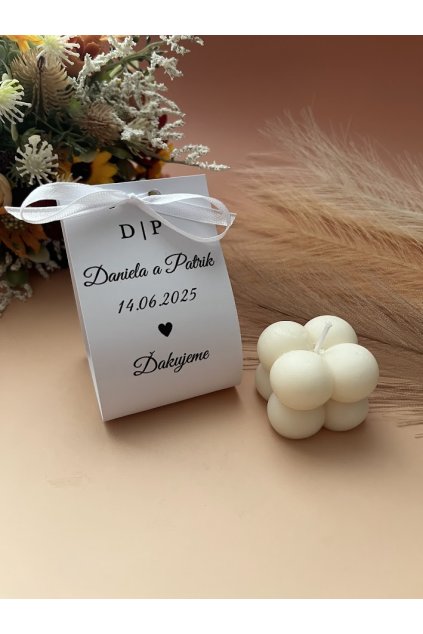 Svadobná sójová sviečka - s personalizovaným balením