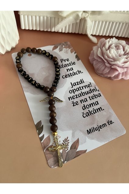 Mini ruženec do auta - Drevený -Pre šťastie na cestách