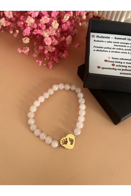 Náramok z ruženínu so srdiečkom – symbol materstva