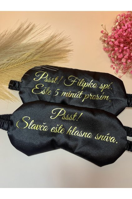Maska na oči na spanie s vlastným textom - Čierna