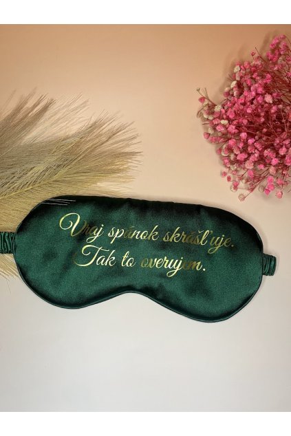 Maska na oči na spanie s vlastným textom - Zelená