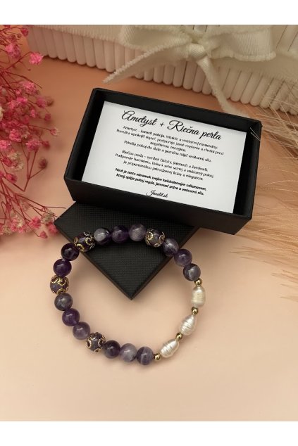 Náramok Ametyst + Riečna perla