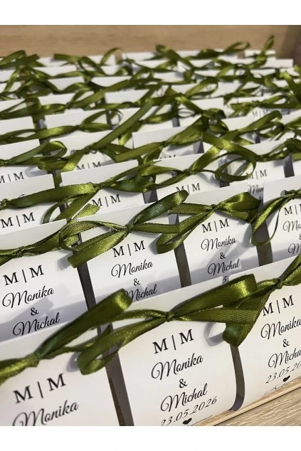 Darček pre svadobných hostí s vlastným textom a balením