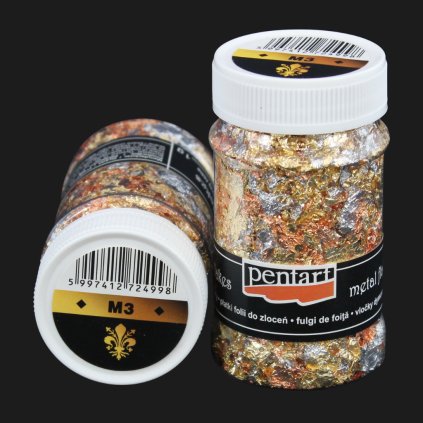 m3 vlocky metalickej folie 1g zlato strieborno medena 2499