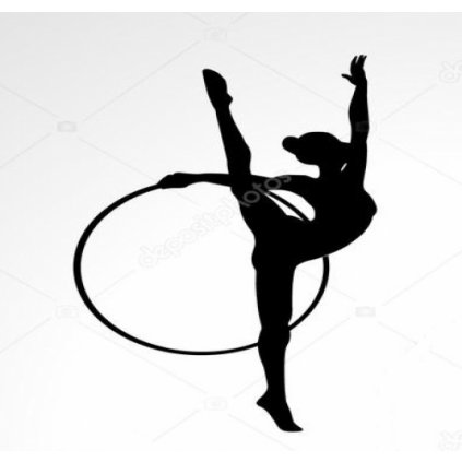 Nálepka gymnastka s obruči černá/bílá