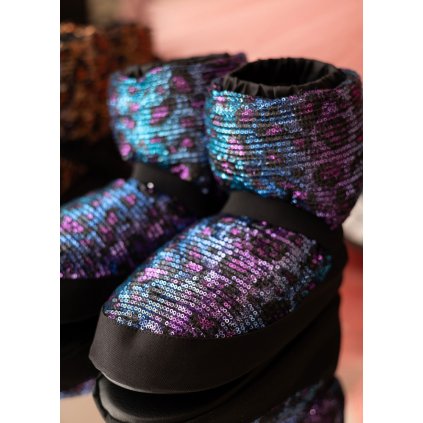 Warm up boots  hřejivé GP mod.Glam Leo fialová s flitry
