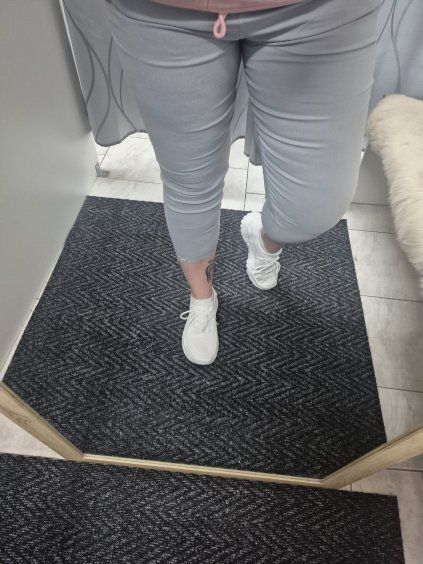 Šedé 7/8 plátěné kalhoty CANDY