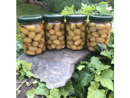 Foto olivy zelené s náplní (citron, česnek, mandle, paprička) 0,5kg