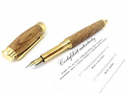 Drevené plniace  pero Donatus  Sud od Whiskey- zlaté
