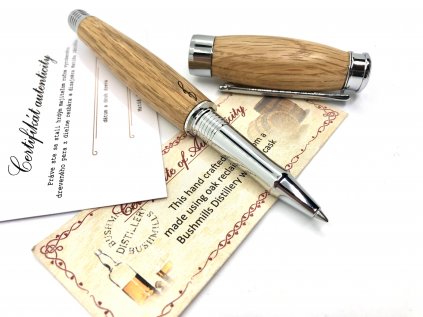 Drevené guľôčkové pero Donatus  Dubový sud od whiskey-chróm