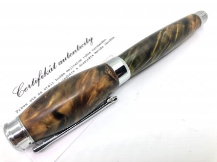 Drevené guľôčkové pero Donatus  Stabilizované drevo extra - chróm