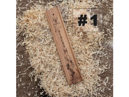 Stojánek na vonné tyčinky - Ryby (Pisces)  masivní dřevo, znamení zvěrokruhu