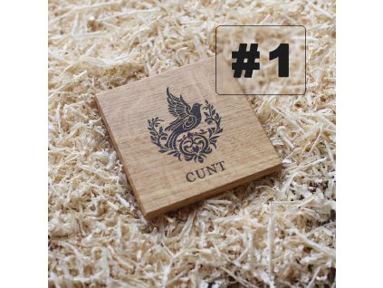 Dřevenný podtácek, sprosté, Cunt  masivní dřevo s gravírováním