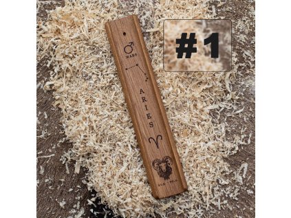 Stojánek na vonné tyčinky - Beran (Aries)  masivní dřevo, znamení zvěrokruhu