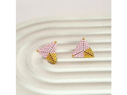 Náušnice Triangle Starorůžová se zlatou Hlavní