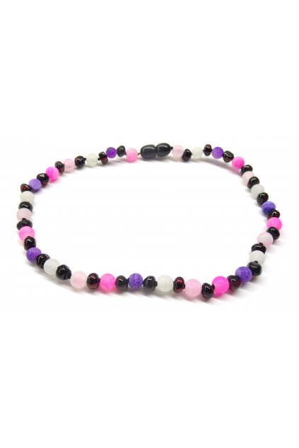 rubínový jantar a fluoreskující barvy achátu (dobarvované)