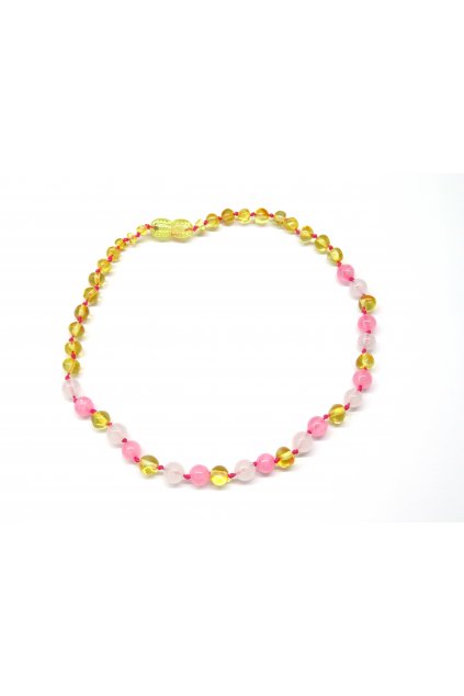 jantarové korálky pro děti s růženínem a jadeitem