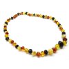 Jantarový náhrdelník - kulaté leštěné kamínky - multicolor, 45cm