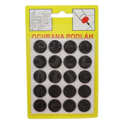 Podložky Filcové samolepiace Hnedé, Typ 102 - priemer 16 mm, hr. 3 mm, 20 ks/bal