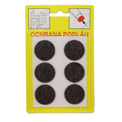 Podložky Filcové samolepiace Hnedé, Typ 106 - priemer 28 mm, hr. 3 mm, 6 ks/bal