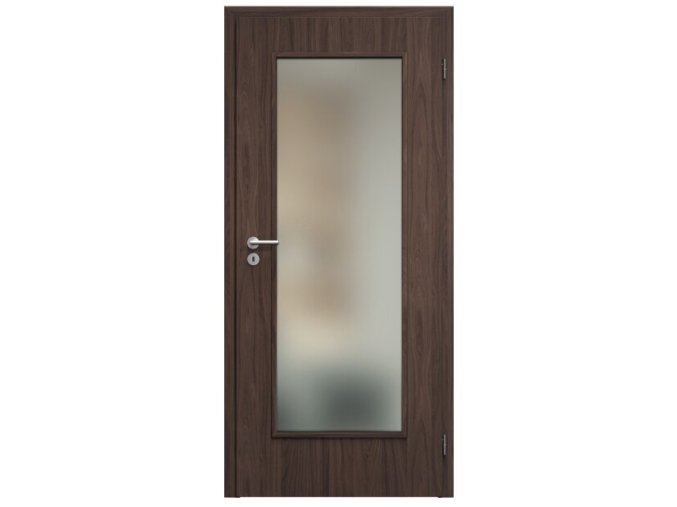 SAPELI ELEGANT PRAKTIK M40 - START - OTOČNÉ DVEŘE VČ. ZÁRUBNĚ - Ořech (Průchozí výška (cm) 197, Průchozí šířka (cm) 60, typ skla Satináto bílé)
