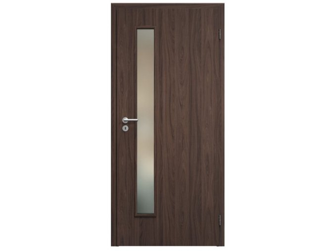 SAPELI ELEGANT PRAKTIK M60 - START - OTOČNÉ DVEŘE VČ. ZÁRUBNĚ - Ořech (Průchozí výška (cm) 197, Průchozí šířka (cm) 60, typ skla Satináto bílé)