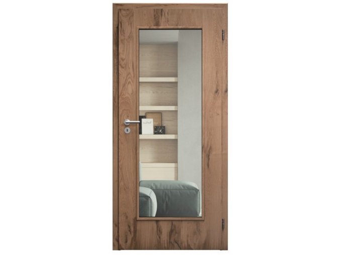 SAPELI ELEGANT KOMFORT M40 - DÝHA - OTOČNÉ DVEŘE VČ. ZÁRUBNĚ - Dub trámový (Průchozí výška (cm) 210, Průchozí šířka (cm) 90)