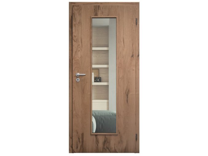 SAPELI ELEGANT KOMFORT M55 - DÝHA - OTOČNÉ DVEŘE VČ. ZÁRUBNĚ - Dub trámový (Průchozí výška (cm) 210, Průchozí šířka (cm) 90)