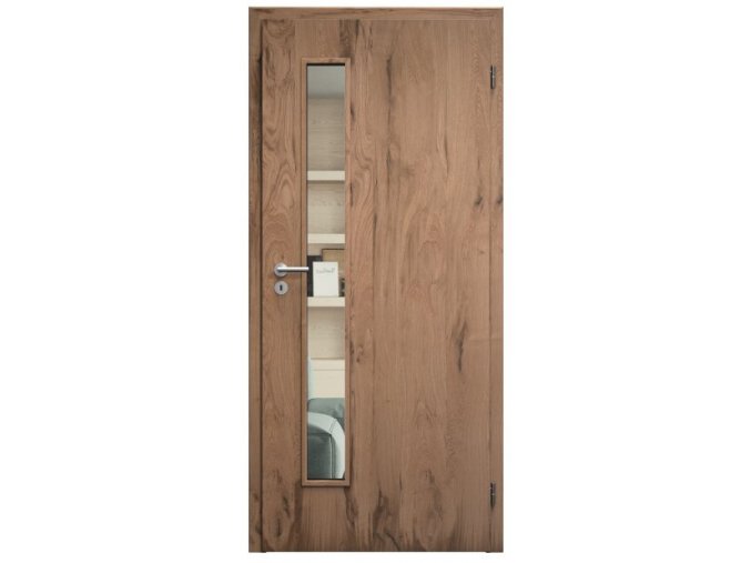 SAPELI ELEGANT KOMFORT M60 - DÝHA - OTOČNÉ DVEŘE VČ. ZÁRUBNĚ - Dub trámový (Průchozí výška (cm) 210, Průchozí šířka (cm) 90)