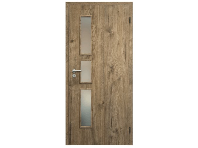 SAPELI ELEGANT KOMFORT M33 - CPL LAMINÁT - OTOČNÉ DVEŘE VČ. ZÁRUBNĚ - Dub sherwood (Průchozí výška (cm) 210, Průchozí šířka (cm) 120, typ skla Satináto bílé)