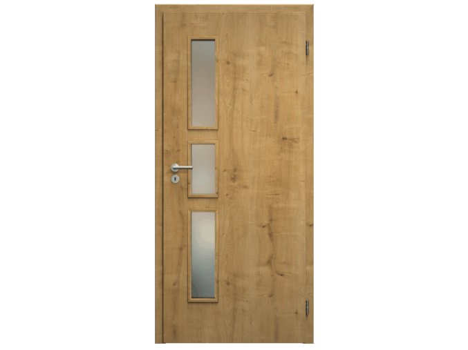 SAPELI ELEGANT KOMFORT M33 - CPL LAMINÁT - OTOČNÉ DVEŘE VČ. ZÁRUBNĚ - Dub sukatý (Průchozí výška (cm) 210, Průchozí šířka (cm) 120, typ skla Satináto bílé)