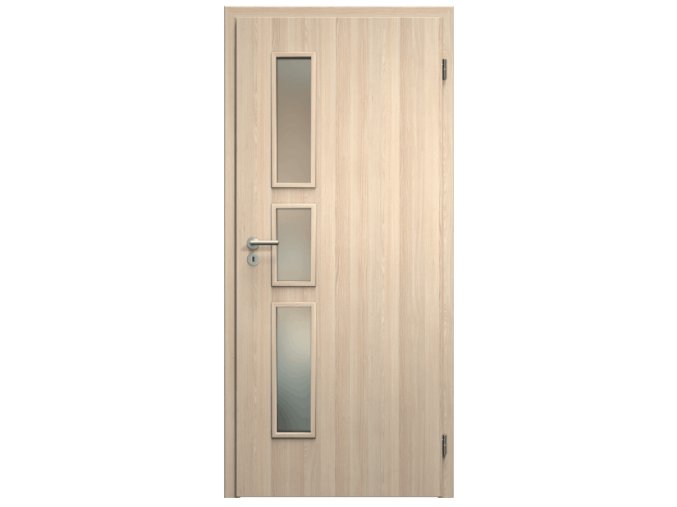 SAPELI ELEGANT KOMFORT M33 - CPL LAMINÁT - OTOČNÉ DVEŘE VČ. ZÁRUBNĚ - Jasan (Průchozí výška (cm) 210, Průchozí šířka (cm) 120, typ skla Satináto bílé)