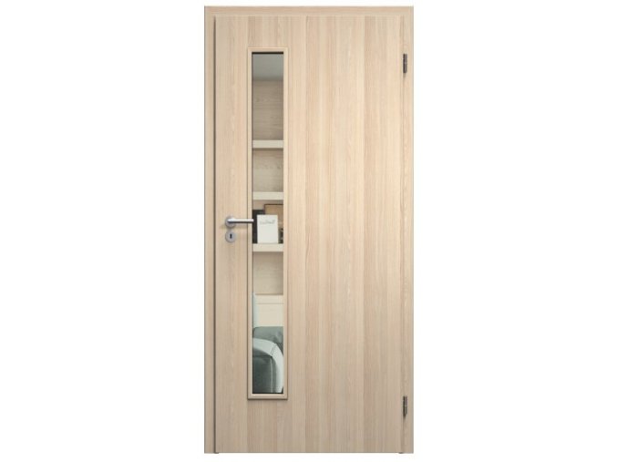 SAPELI ELEGANT KOMFORT M60 - CPL LAMINÁT - OTOČNÉ DVEŘE VČ. ZÁRUBNĚ - Jasan (Průchozí výška (cm) 210, Průchozí šířka (cm) 120, typ skla Satináto bílé)