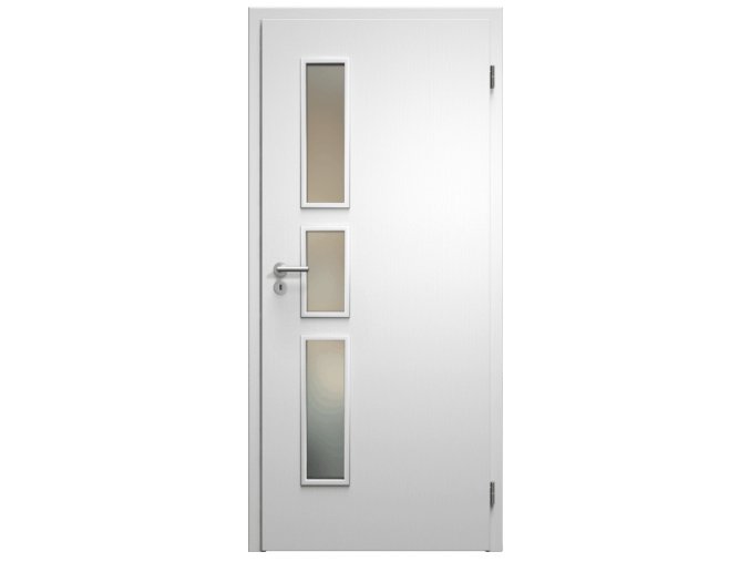 SAPELI ELEGANT KOMFORT M33 - CPL LAMINÁT - OTOČNÉ DVEŘE VČ. ZÁRUBNĚ - Bílá pór (Průchozí výška (cm) 210, Průchozí šířka (cm) 120, typ skla Satináto bílé)