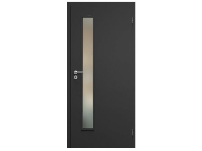 SAPELI ELEGANT KOMFORT M60 - CPL LAMINÁT - OTOČNÉ DVEŘE VČ. ZÁRUBNĚ - Černá grafit (Průchozí výška (cm) 210, Průchozí šířka (cm) 120, typ skla Satináto bílé)