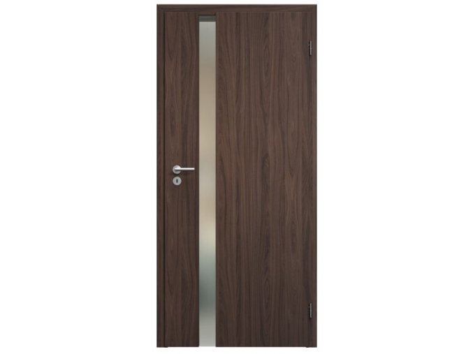 SAPELI HARMONIE KOMFORT M83 - CPL LAMINÁT - OTOČNÉ DVEŘE VČ. ZÁRUBNĚ -  ořech (Průchozí výška (cm) 210, Průchozí šířka (cm) 90, typ skla Satináto bílé)
