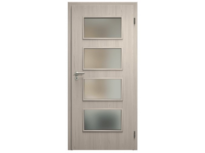 SAPELI SWING KOMFORT M49 - CPL LAMINÁT - OTOČNÉ DVEŘE VČ. ZÁRUBNĚ - Borovice bílá (Průchozí výška (cm) 210, Průchozí šířka (cm) 90, typ skla Satináto bílé)