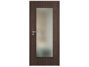 SAPELI ELEGANT PRAKTIK M40 - START - OTOČNÉ DVEŘE VČ. ZÁRUBNĚ - Ořech (Průchozí výška (cm) 197, Průchozí šířka (cm) 60, typ skla Satináto bílé)