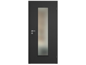 SAPELI ELEGANT KOMFORT M55 - CPL LAMINÁT - OTOČNÉ DVEŘE VČ. ZÁRUBNĚ - Černá grafit (Průchozí výška (cm) 210, Průchozí šířka (cm) 120, typ skla Satináto bílé)
