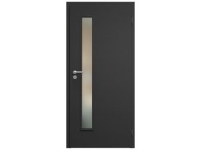 SAPELI ELEGANT KOMFORT M60 - CPL LAMINÁT - OTOČNÉ DVEŘE VČ. ZÁRUBNĚ - Černá grafit (Průchozí výška (cm) 210, Průchozí šířka (cm) 120, typ skla Satináto bílé)