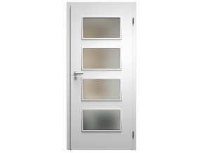 SAPELI SWING KOMFORT M49 - CPL LAMINÁT - OTOČNÉ DVEŘE VČ. ZÁRUBNĚ - Bílá pór (Průchozí výška (cm) 210, Průchozí šířka (cm) 90, typ skla Satináto bílé)